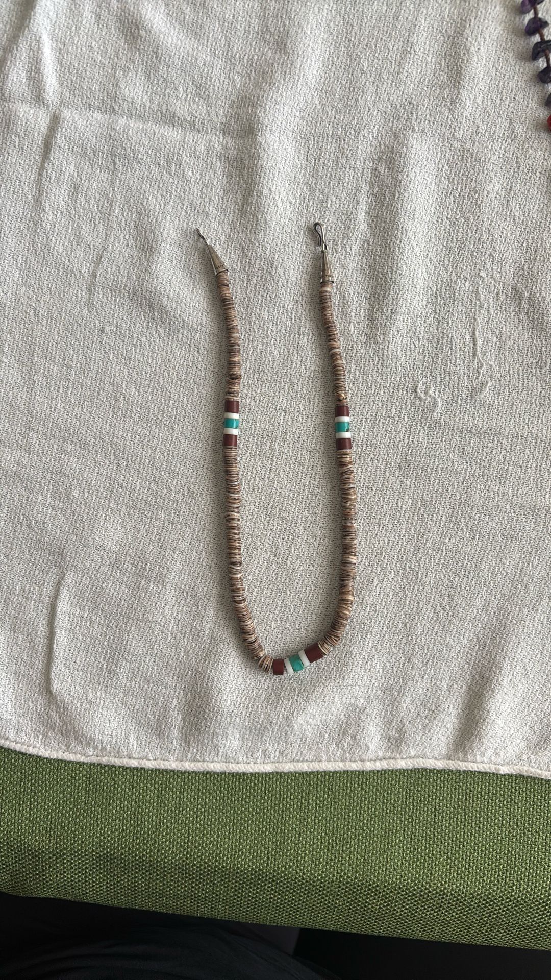 Shell Turquoise And Red Stone Necklace