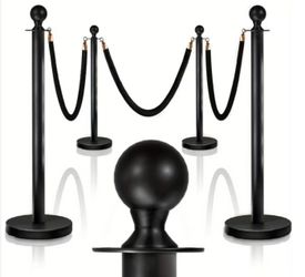 Title: Premium Black Stanchion Set with Black Velvet Rope – Crowd Control / Event