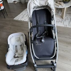 UPPAbaby Cruz Stroller + UPPAbaby Mesa Infant Car Seat with Base – Excellent Condition