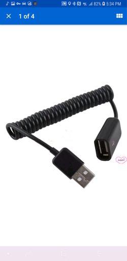 1pc USB 2.0 Male to Female Extension Extend Spring Coiled Cable Cord Blac HOT