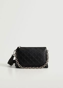 Mango Black Crossbody Bag with Silver Chain