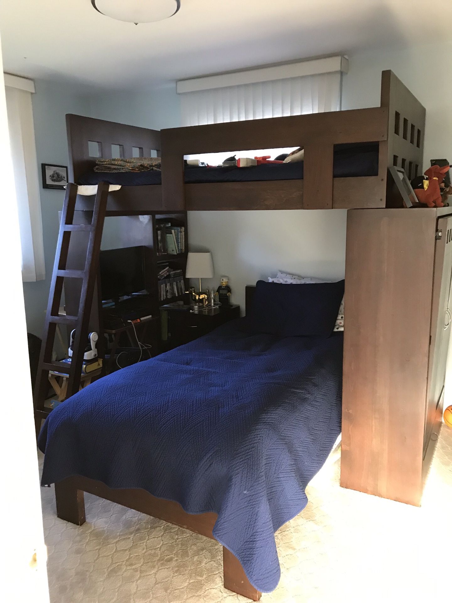 Bunk beds armoire and two desks / solid wood