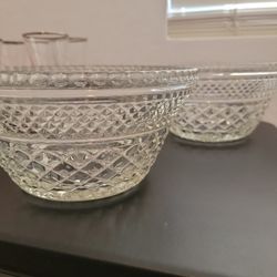 Vintage Crystal Serving Bowls,  French Style (Matching Pair)