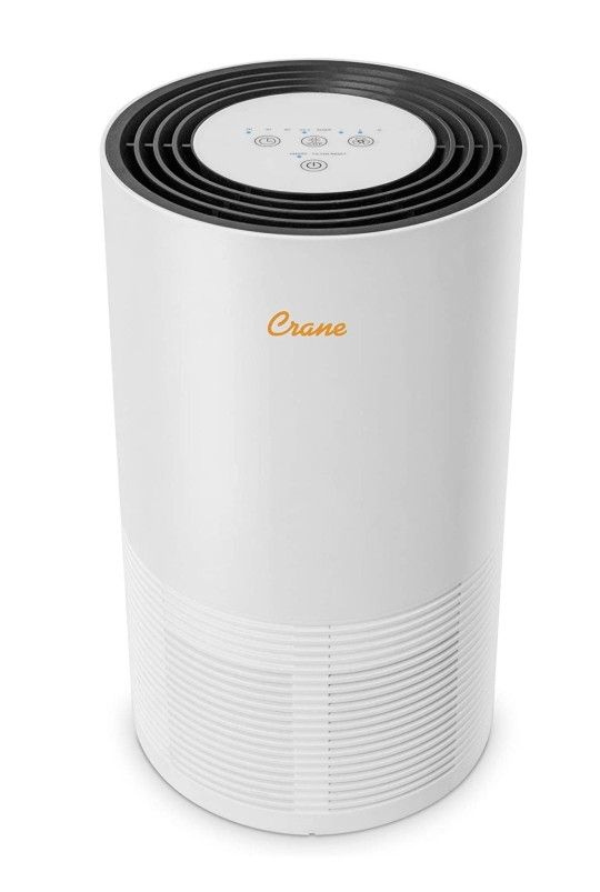 Crane Air Purifier with True HEPA Filter, Germicidal UV Light, 300 sq. ft. Coverage, Timer Function, Sleep Mode, Washable Particulate Filter, EE-5068