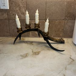 Antlers Black And Gold Candle Centerpiece Holder Candles Not Included