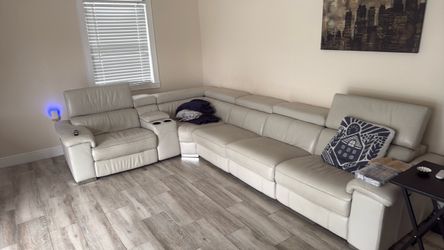 Large Leather Sectional Sofa with Recliner