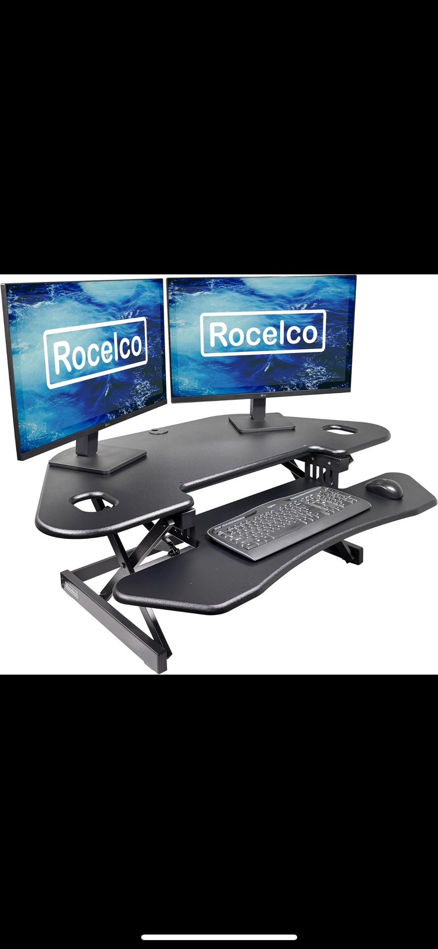 Rocelco 46" Corner Standing Desk Converter β New / Open Box
