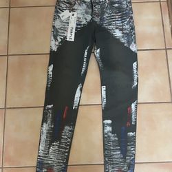 Purple Brand Paint Splatter Jeans