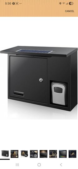Solar Wall Mount Mailbox Secure Drop Box with LED Light and Lock