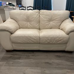 White Bonded Leather Love Seat