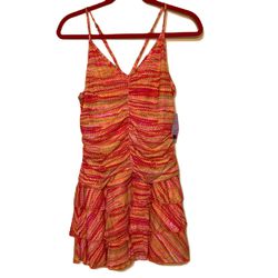 Wild Fable Sz XL Dress Mini Spaghetti Straps Rouched Top Ruffled Bottom New