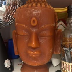 Huge Buddha Wax Candle Head Life-size Heavy Beautiful 