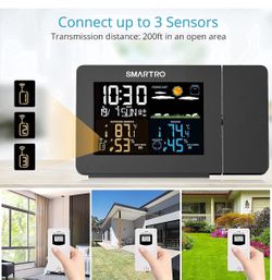 Projection alarm clock with weather station