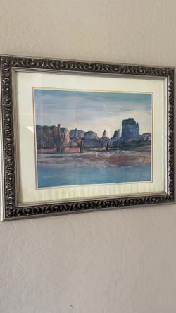 Cactus with mountains painting/ wall art