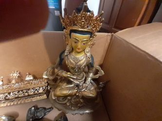 Tibetan Buddhist Deity Statue Gold Finish