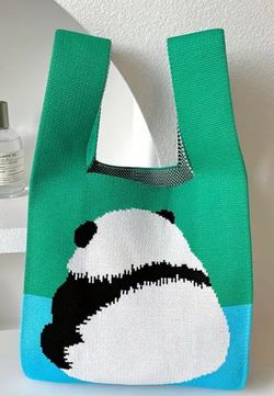 Knitted Panda Small Tote 