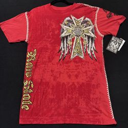Raw State Y2K Style Men's Redemption Faith and Honor Red T-Shirt Men’s Large NWT