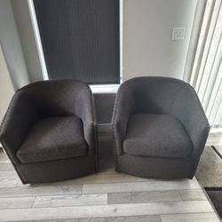 Tyler Chocolate Brown Fabric Swivel Barrel Chairs| With Arms