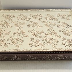 Tara TempTations Ovenware Ceramic Serving Platter – Floral Lace Brown & Cream