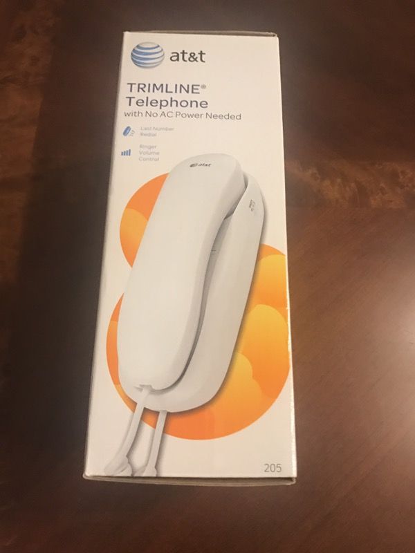 NEW AT&T White Trimline Phone w/ No power needed Technology