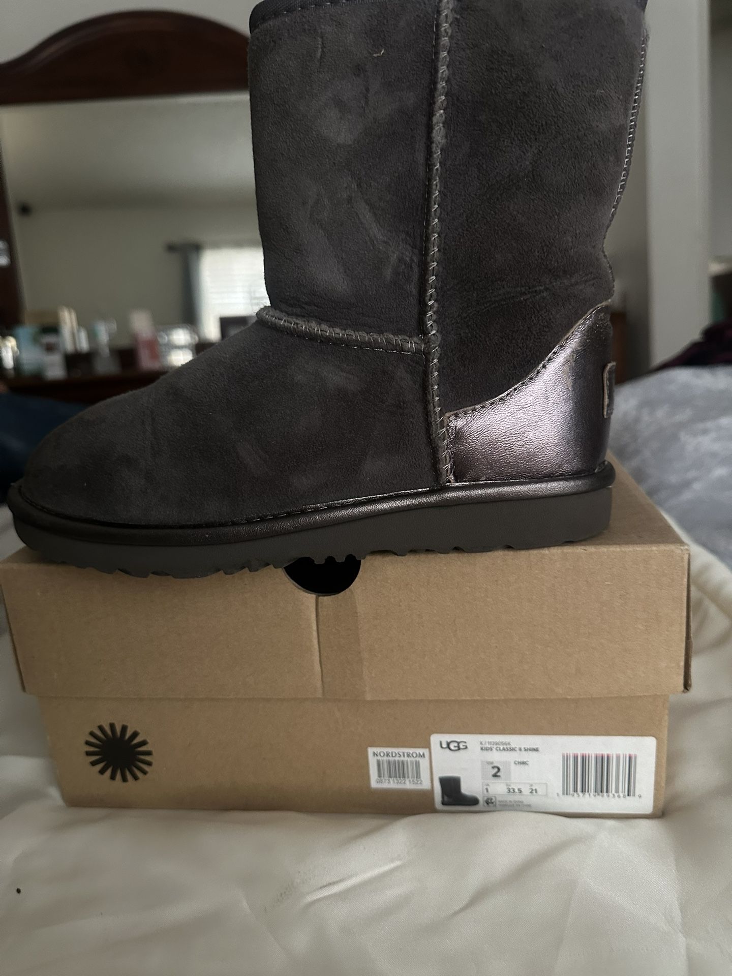 Girls Grey UGG Boots Size 2