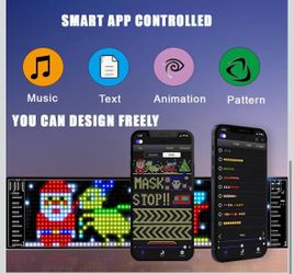 LED Matrix Panel Bluetooth APP Control USB 5V Flexible LED Screen Scrolling Text Pattern Animation Sign for Car Windows, Shop, Bar and Entrance