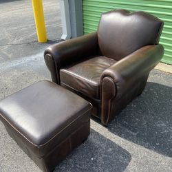 Leather Chair With Ottoman 