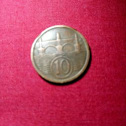 1932, 10 Haleru Czechoslovakia Coin