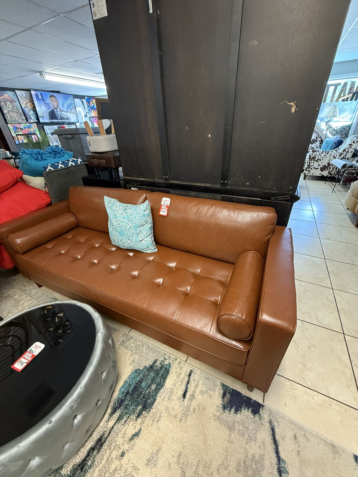 Brand New Brown Faux Leather Sofa