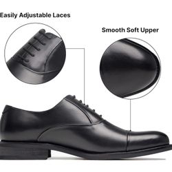 BRAND NEW IN BOX Black Dress Shoes for Men Classic Modern Formal Cap Toe Oxfords Comfortable Breathable SIZE 10.5 Or 10