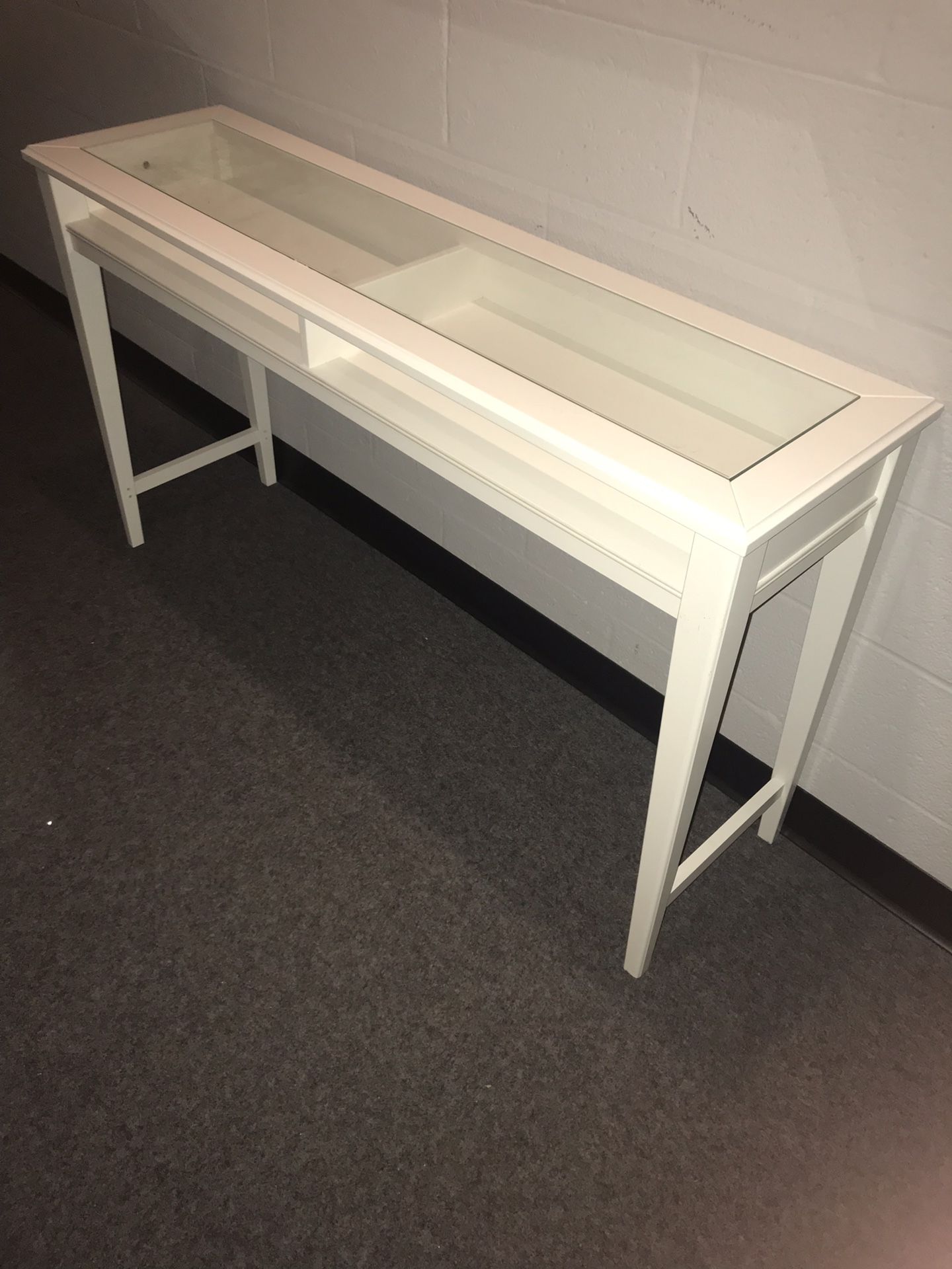 IKEA LIATORP. White and glass console table.