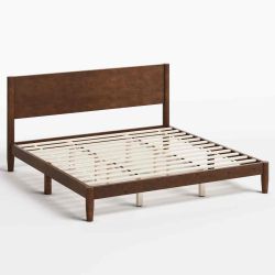Bilal Mid Century Solid Wood Platform Bed Frame With Wood Slat Support