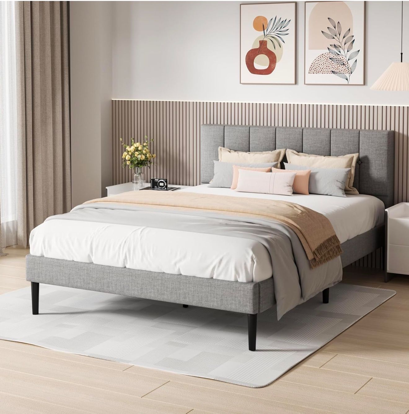 Queen Bed Frame, Upholstered Platform Bed