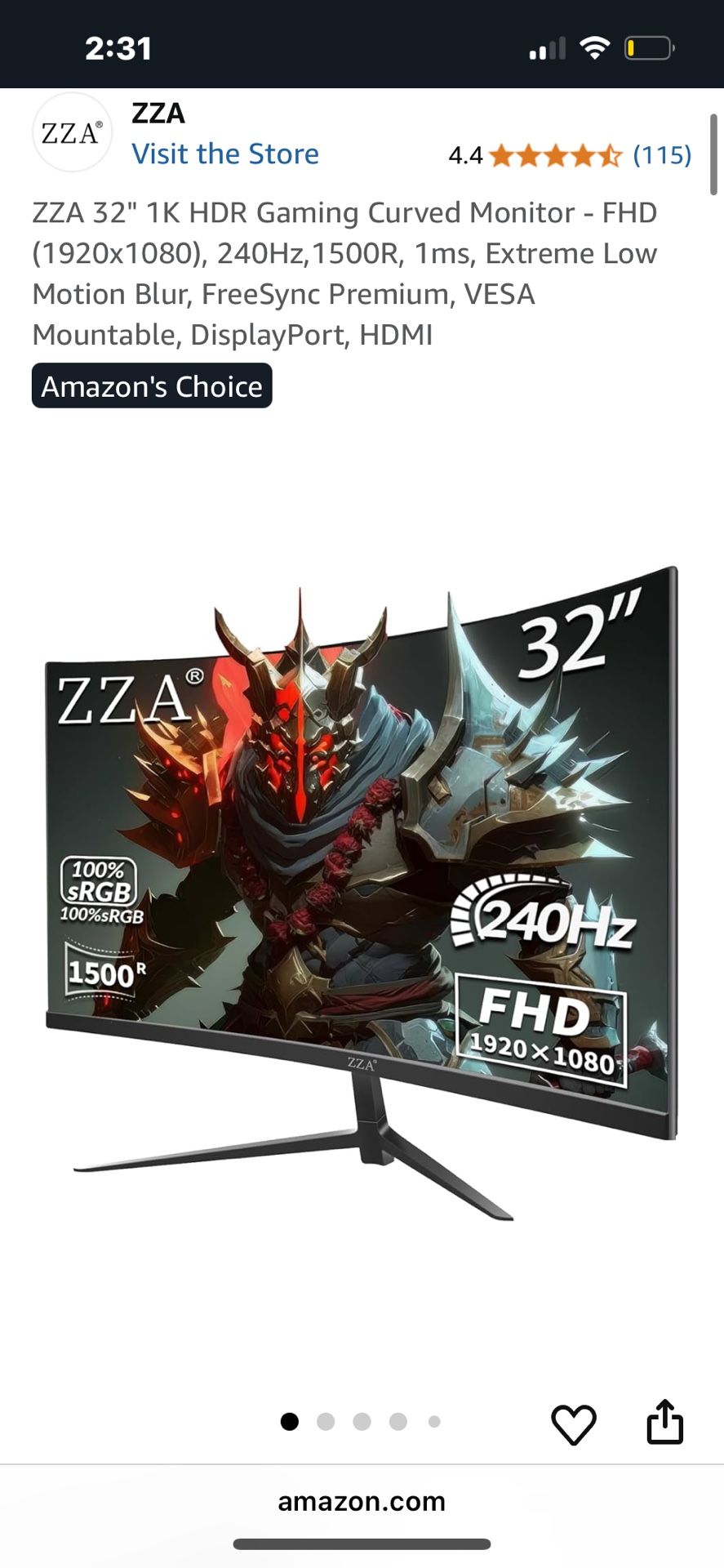 ZZA 32 Inch Gaming Monitor