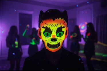 Hyde And Eek! Halloween Wolf Werewolf Mask Glows Under Blacklight New With Tags. This is a vintage-style Hyde and EEK! Boutique Glows Under Blacklight