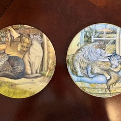 Collectible Cat Plates by Zoe Stokes | Pair