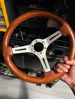 wooden steering wheel