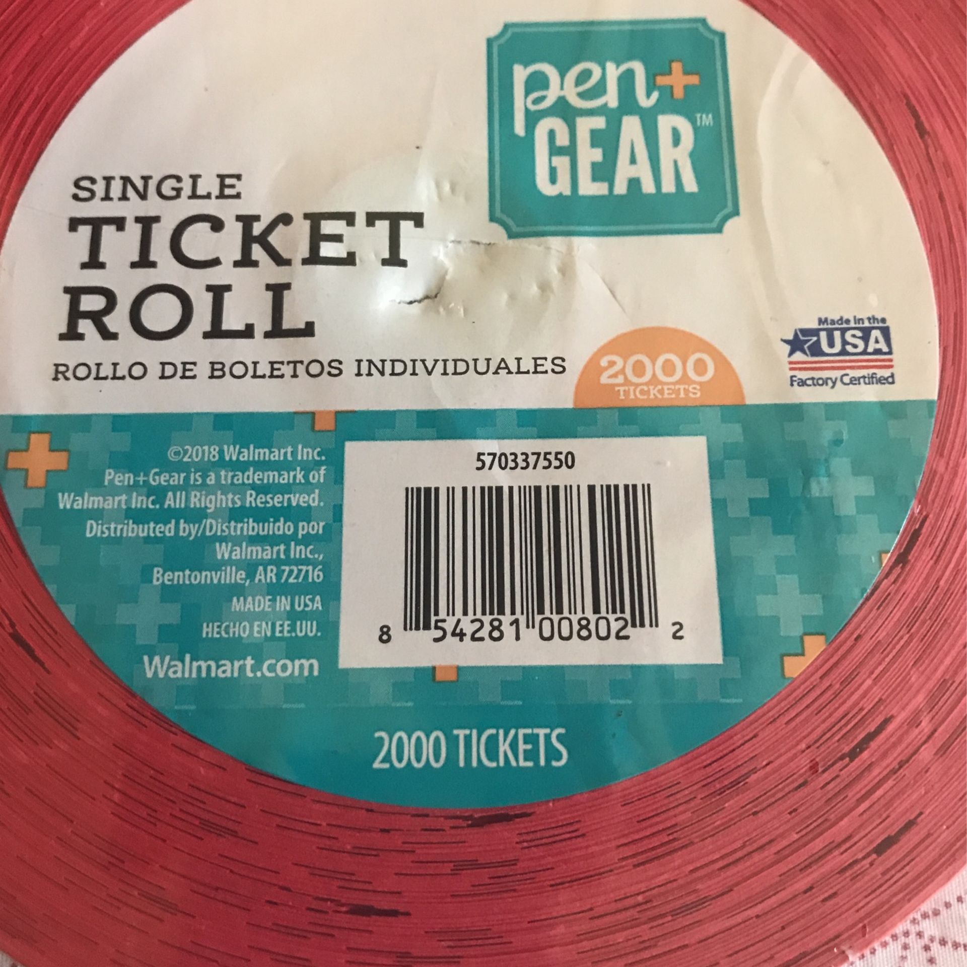 Red Single Ticket Roll 