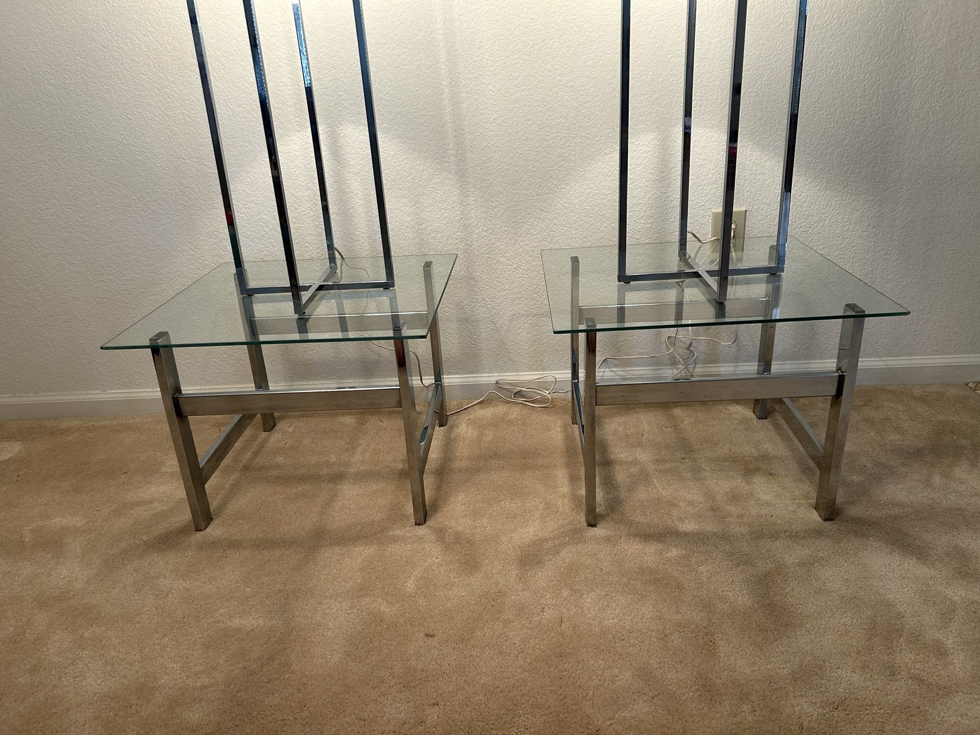 Chrome And Glass Mid-Century Modern End Tables