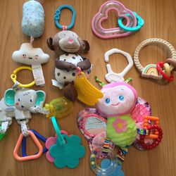 Carters infantino baby stroller car seat toys tethers lot