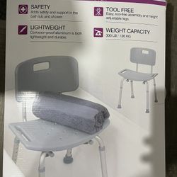 Shower Chair with Back – Grey (Bathroom Safety)