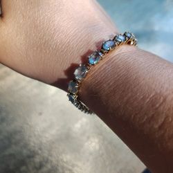 14k Yellow Gold Blue Aquamarine Blue Bracelet 