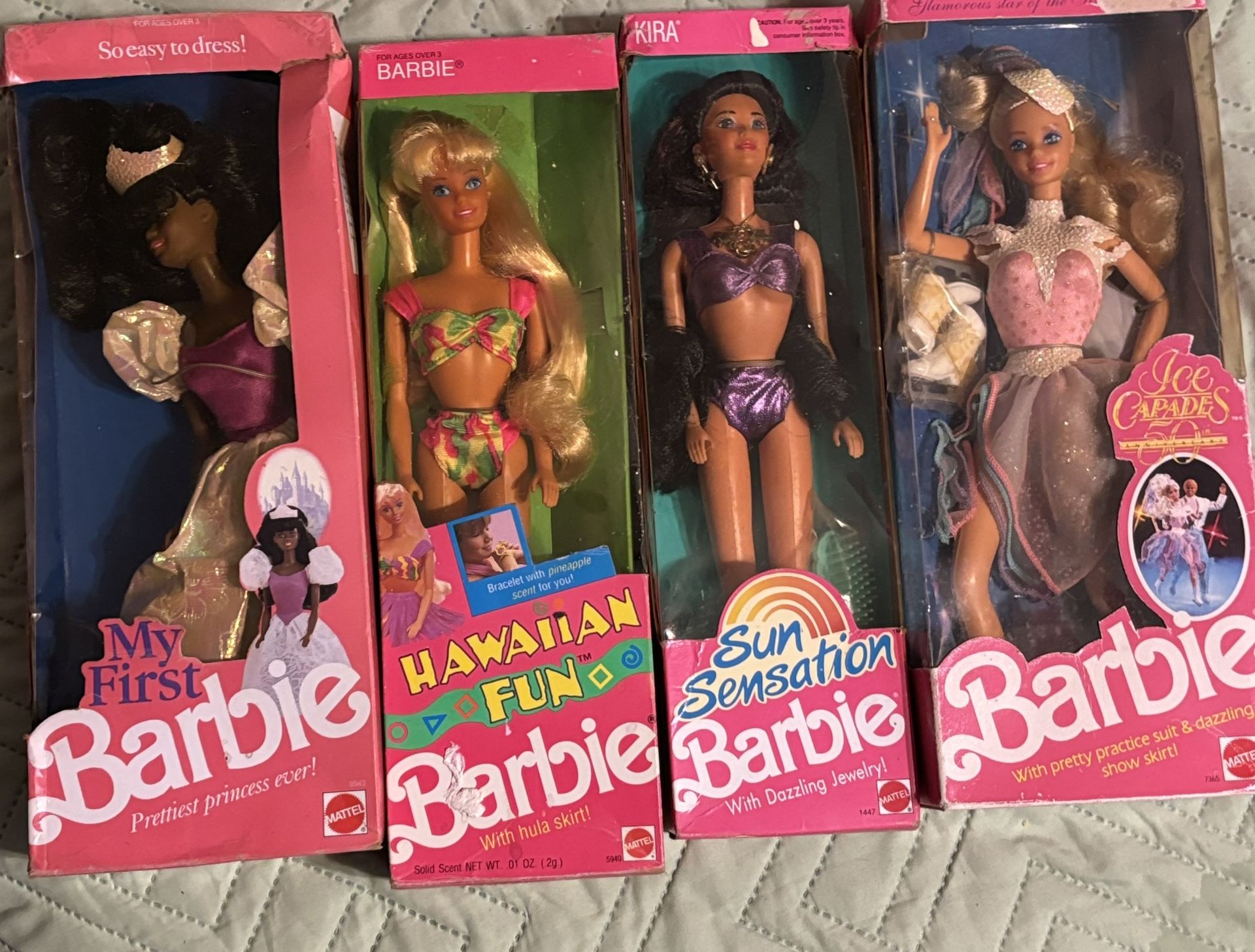 Vintage 1990s Barbie Doll Collection - Hawaiian Fun, Sun Sensation, Ice Capades & My First Barbie - New in Box!