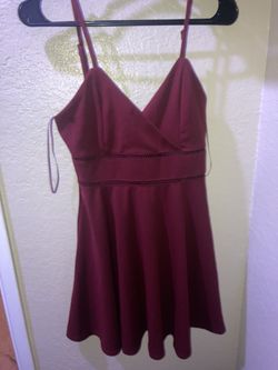 Red Short V Neck Dress