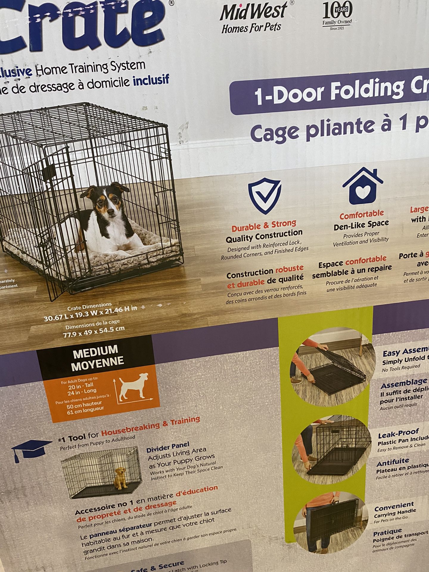 Medium Sized One Door Foldable Dog Crate 