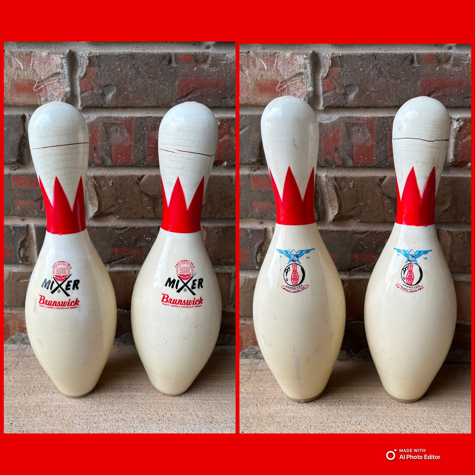 $25 EACH—Vintage Brunswick Mixer EAGLE Permit NO 5 Bowling Pin ABC Approved Controlled Weight