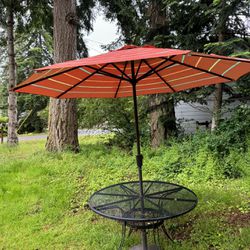 Wrought Iron Outdoor Dining Table With Sunbrella 