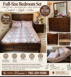 Full-Size Bedroom Set with Adjustable Base
