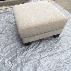 Beige Square Fabric Ottoman