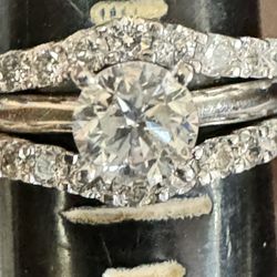 White Gold 14 Karat Engagement Ring Center natural Diamond Stone .95